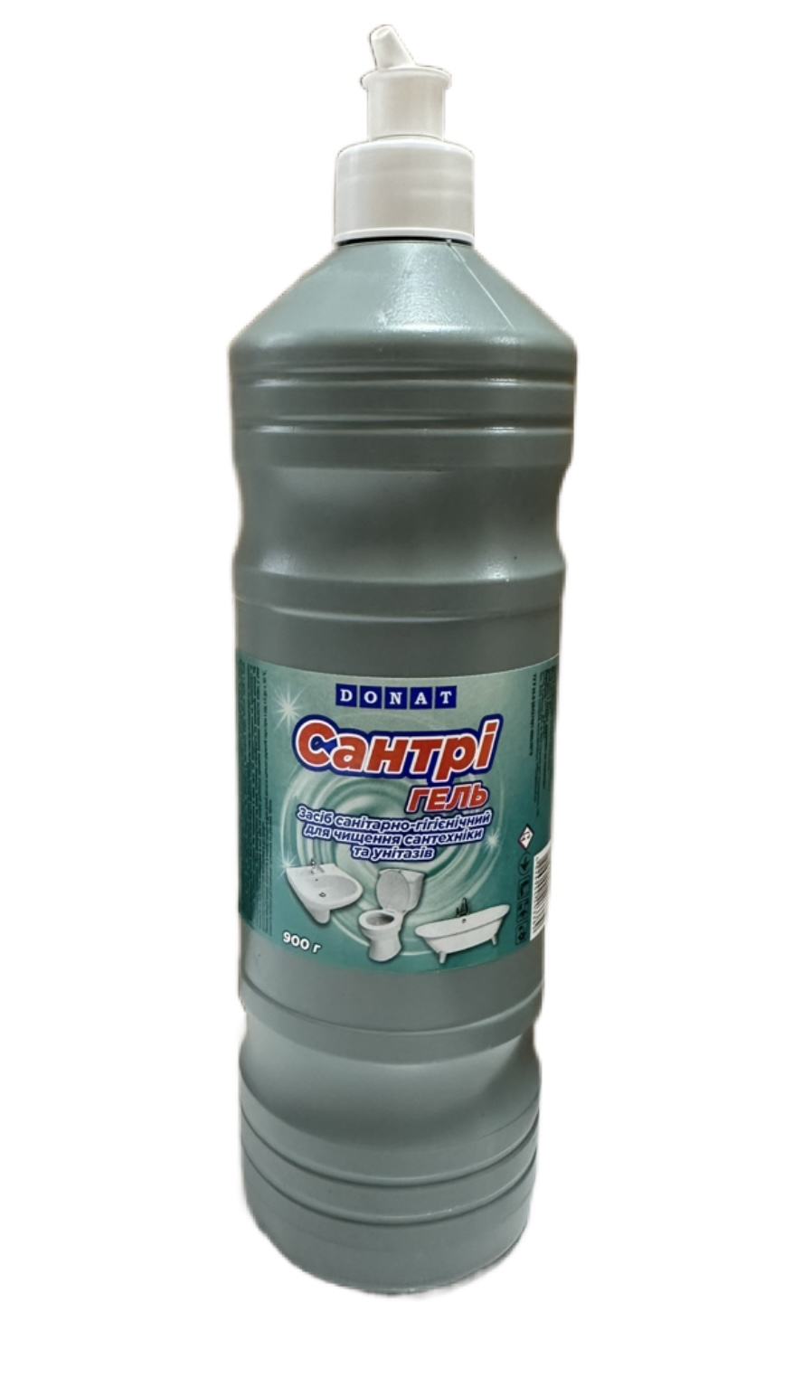 Засіб санітарно-гігієничний для чищення сантехніки та унітазів САНТРІ Гель, 900 гр., DONAT